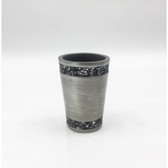 High Quality Silver Satin Resin Mosaic Bathroom Cup for Gargle